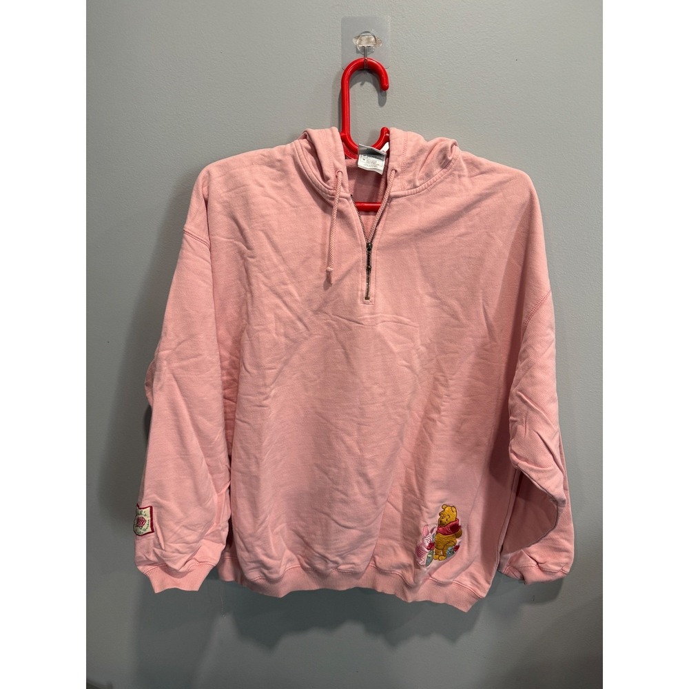Disney Store Winnie the Pooh Piglet Pink Quarter Zip Hoodie Vintage Medium
